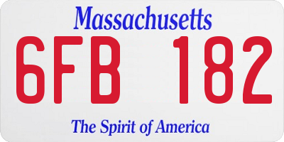 MA license plate 6FB182