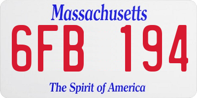 MA license plate 6FB194