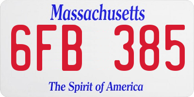 MA license plate 6FB385