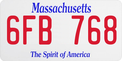 MA license plate 6FB768