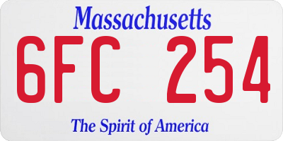 MA license plate 6FC254