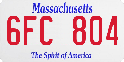 MA license plate 6FC804