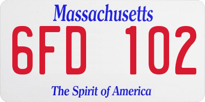 MA license plate 6FD102