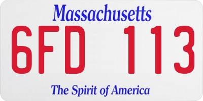 MA license plate 6FD113