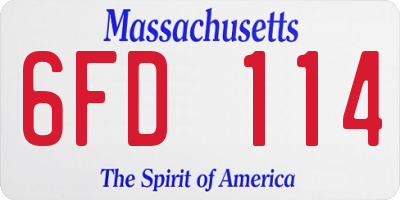 MA license plate 6FD114