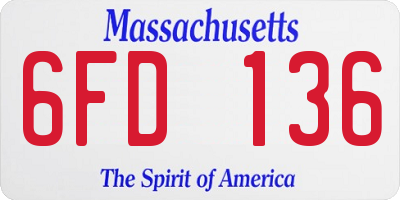 MA license plate 6FD136