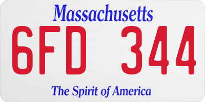 MA license plate 6FD344