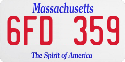 MA license plate 6FD359