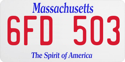 MA license plate 6FD503
