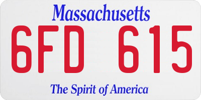 MA license plate 6FD615