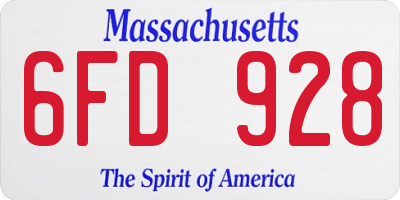 MA license plate 6FD928