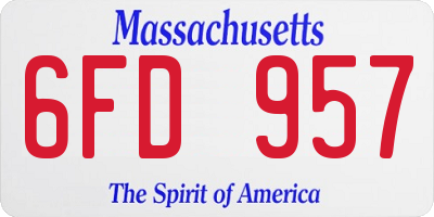 MA license plate 6FD957