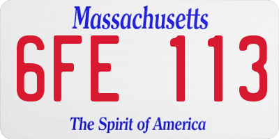 MA license plate 6FE113