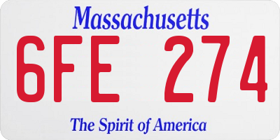 MA license plate 6FE274