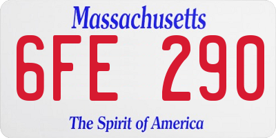 MA license plate 6FE290