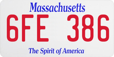 MA license plate 6FE386