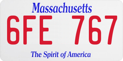 MA license plate 6FE767