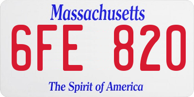 MA license plate 6FE820