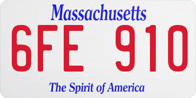 MA license plate 6FE910