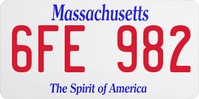 MA license plate 6FE982