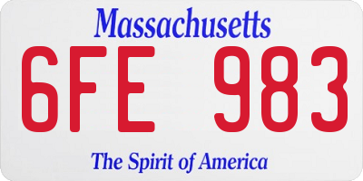 MA license plate 6FE983