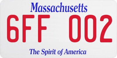MA license plate 6FF002