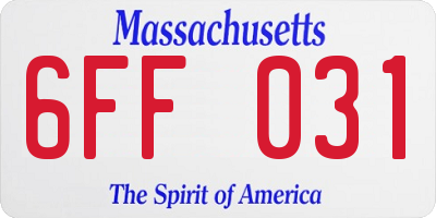 MA license plate 6FF031