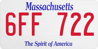 MA license plate 6FF722
