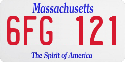 MA license plate 6FG121