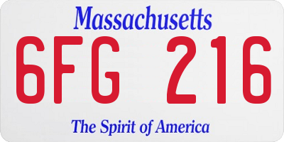 MA license plate 6FG216