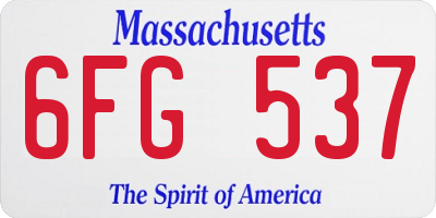 MA license plate 6FG537
