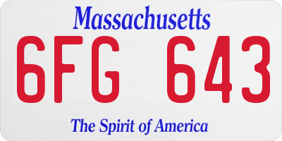 MA license plate 6FG643
