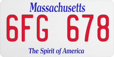 MA license plate 6FG678