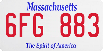MA license plate 6FG883