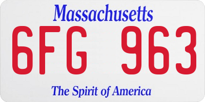 MA license plate 6FG963