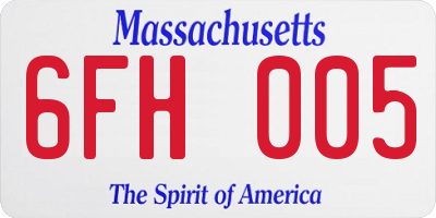 MA license plate 6FH005