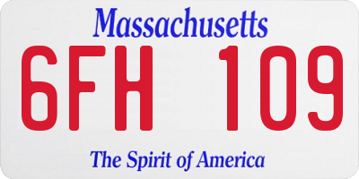 MA license plate 6FH109