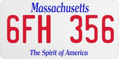 MA license plate 6FH356