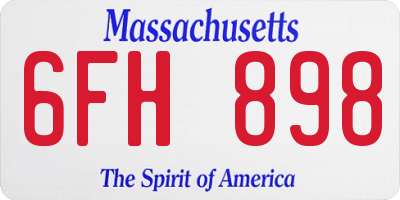 MA license plate 6FH898