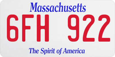 MA license plate 6FH922