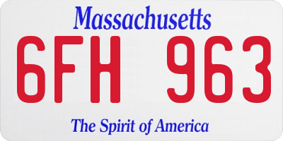 MA license plate 6FH963