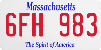MA license plate 6FH983