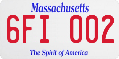 MA license plate 6FI002