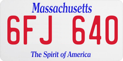 MA license plate 6FJ640