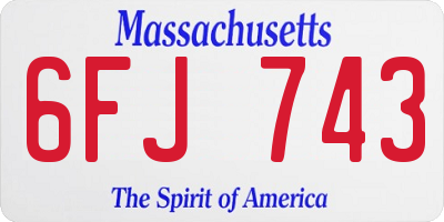 MA license plate 6FJ743