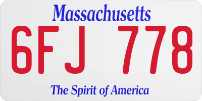 MA license plate 6FJ778