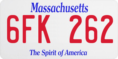 MA license plate 6FK262