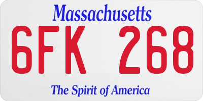 MA license plate 6FK268