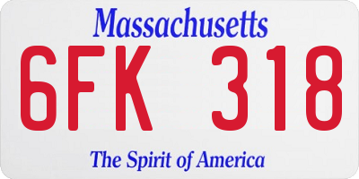 MA license plate 6FK318