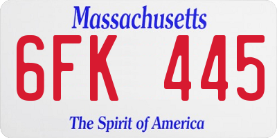 MA license plate 6FK445